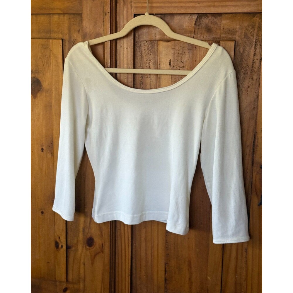 NWOT Vintage XOXO Women White 3/4 Sleeve Scoop Neck Crop Top Size M
